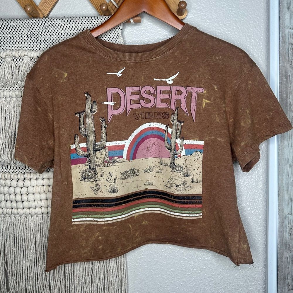 Brown Acid Wash Cropped ‘Desert’ Tee